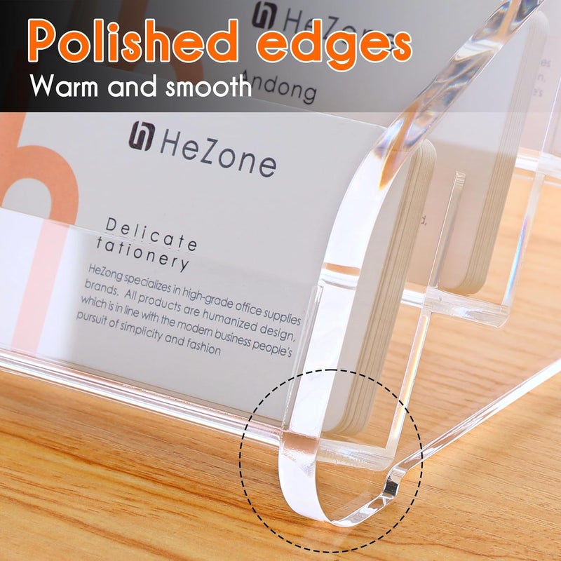 HeZone Business Card Holder for Desk Clear Acrylic Cards Stand Rack Multiple 8 slots 4 Tier, Business Card HolderDisplay for Women and Men Organize 400 Cards (8 Slots) - Image 4